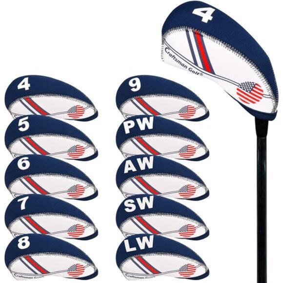 Golf US Flag Neoprene Golf Club Head Cover Wedge Iron Protective Headcover - Picture 1 of 7